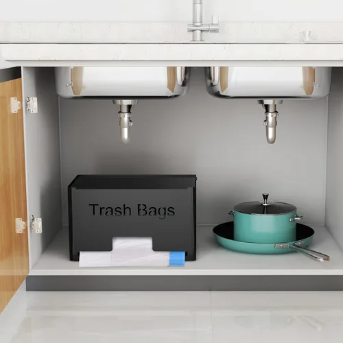 Vista 7 de STWWO Dispensador Grande para Bolsas de Basura, Dispensador de Bolsas de Basura de Metal con Soporte para Rollos, Organizador de Almacenamiento