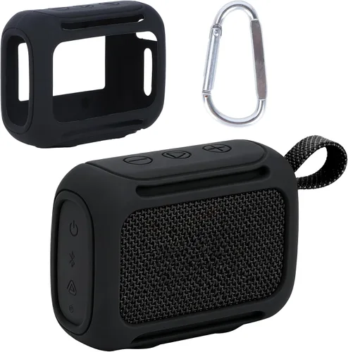 Vista 19 de Funda de silicona Lebakort compatible con altavoz portátil JBL GO 4 (Funda negra)