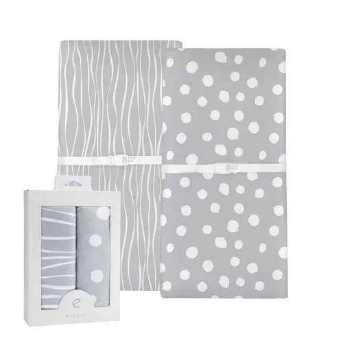 Vista 8 de Ely's & Co - Juego de fundas para cambiador, 2 unidades, 100% algodón de jersey, rayas y puntos abstractos en blanco y negro