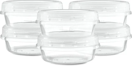 Vista 10 de ELEGANT DISPOSABLES Paquete de 10 recipientes transparentes con tapa giratoria de 4 onzas, con tapas roscadas en la parte superior