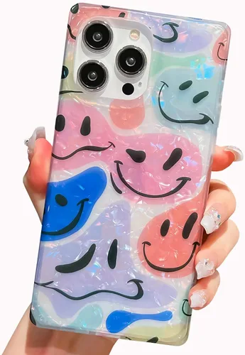 Vista 49 de Funda compatible con iPhone 14 Pro con borde rectangular, bonita funda protectora de lujo con pintura al óleo y flores para mujeres y niñas, funda
