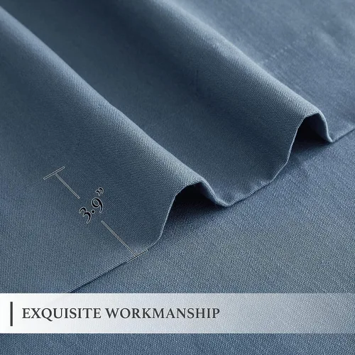 Vista 6 de KGORGE Cortinas azules de lino sintético de 84 pulgadas de largo, juego de 2 paneles, elegantes cortinas casuales de lino con textura para ventana