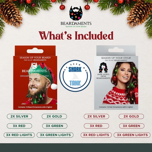 Vista 3 de Beardaments Paquete de luces para barba y luces para el cabello: las 16 luces originales para barba y 16 luces para el cabello