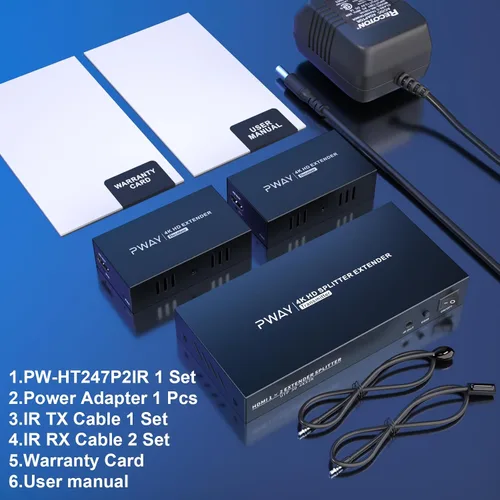 Vista 7 de Divisor extensor HDMI 1x2 HD 4K @60Hz hasta 196.9 ft (196 pies) - Cable de salida CAT5/CAT6/CAT7 Transmisor y receptor HDMI con interruptor