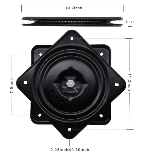 Vista 2 de Frassie Reemplazo de placa giratoria cuadrada de 10.2 pulgadas, rodamiento de bolas giratorio cuadrado giratorio para silla reclinable o muebles
