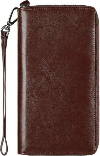 Vista 76 de Lavemi Pequeña cartera compacta para mujer, con bloqueo RFID, de piel auténtica, plegable, con ventanas de identificación