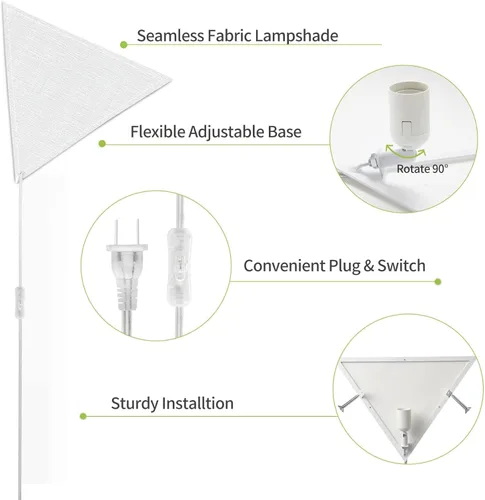 Vista 6 de Lámpara de esquina de lino con interruptor, lámparas de techo de esquina para sala de estar, lámpara de techo enchufable para áreas oscuras, lámpara