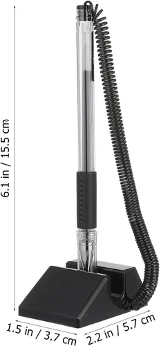 Vista 2 de NUOBESTY 3 bolígrafos de seguridad con cadena, soporte adhesivo para mostrador de bolígrafo, bolígrafos de escritorio de tinta de gel negro