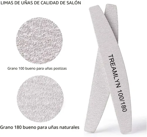 Vista 5 de 10 limas de uñas ásperas de grano 100/180, limas de uñas resistentes para uñas acrílicas/naturales, tableros de esmeril para uñas, relleno de uñas