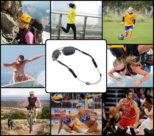 Vista 4 de Adjustable Eyeglass Strap (Fish Style) - No Tail Sunglass Strap - Eyewear String Holder - With Bonus Glasses Cleaning Cloth