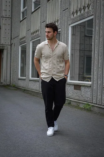 Vista 4 de COOFANDY Pantalones casuales de algodón para hombre, ajuste regular, cintura elástica, con cordón, pantalones de sarga de pierna recta, pantalones