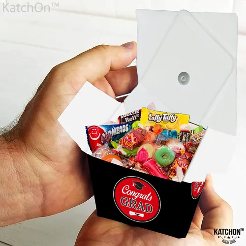 Vista 9 de KatchOn, Cajas de dulces de graduación – enormes, paquete de 25 Caja de regalo de gorra de graduación para decoraciones de graduación rojas