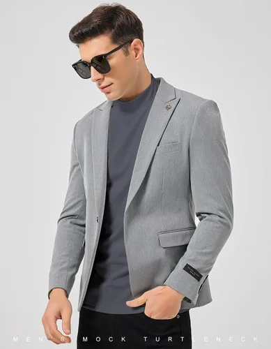 Vista 5 de SIMIYA Camisas de manga larga con cuello alto falso para hombre, suéter térmico ajustado y ajustado