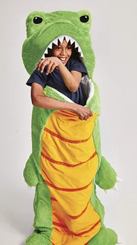 Vista 4 de iscream Dinosaur Buddy - Saco de dormir con cremallera y forro polar sintético de sherpa de 73 x 25 pulgadas