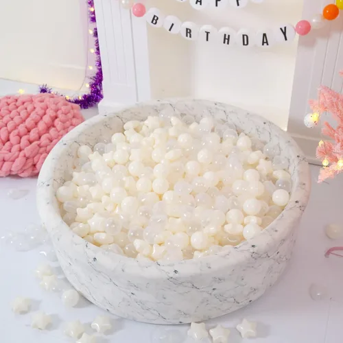 Vista 8 de STARBOLO Pelotas de bolas con forma de corazones de estrella para niños pequeños – 50, 100, 200, 500, bolas de juguete de plástico, formas
