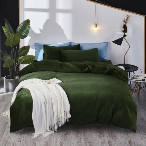 Vista 19 de Wellboo Juego de edredón de color verde oscuro, tamaño individual, color verde oliva, bohemio, ropa de cama de algodón para niños y niñas