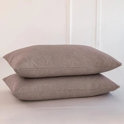 Vista 31 de MooMee Juego de 2 fundas de almohada de cuadros 100% algodón lavado con textura parecida al lino, transpirable, duradera, suave y cómoda