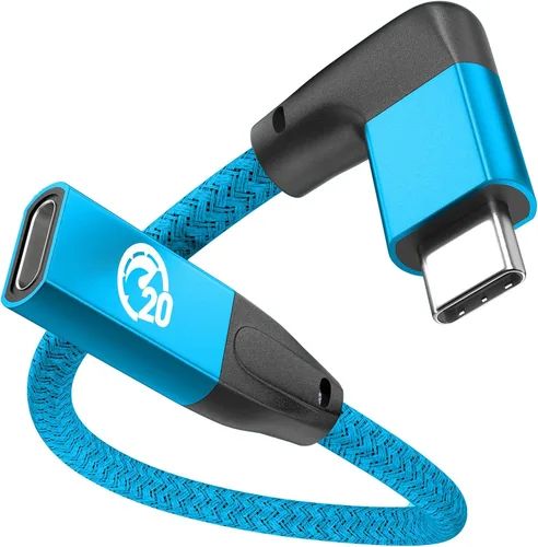 Vista 24 de UseBean Cable de extensión USB C en ángulo recto de 0.6 pies, 90 grados USB-C 3.2 Gen 2 20Gbps macho a hembra tipo C 4K cable extensor de video