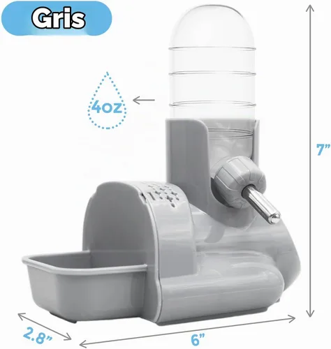 Vista 7 de VANNON Botella de agua 3 en 1 para hámster con cuenco para alimentos y base Gris