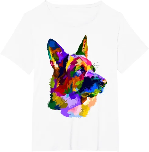 Vista 117 de Camiseta con retrato de pastor alemán para dueños de perros, Negro, S