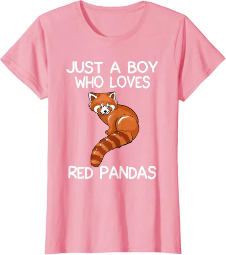 Vista 10 de Just A Boy Who Loves Red Pandas Gift - Camiseta con diseño de panda roja, Negro, S