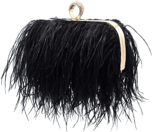Vista 2 de Miuco Bolso de mano de plumas para mujer, bolso cruzado de hombro