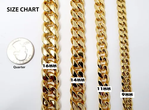 Vista 5 de Hollywood Jewelry Collar de cadena de eslabones cubanos de oro de 24 quilates para hombres, mujeres y adolescentes. Chapado en oro de 0.567in, 14
