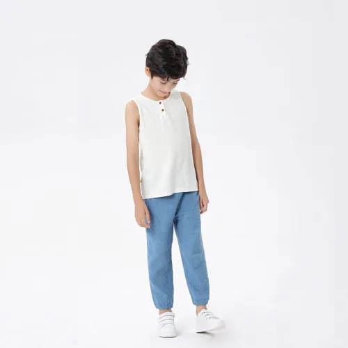Vista 3 de GFQLONG Paquete de 3 pantalones casuales básicos lisos para bebé, verano, otoño, cómodos, de algodón y lino, paquete de 3