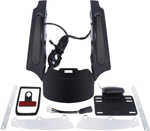 Vista 12 de TCT-MOTORPARTS Juego de fascia de extensión de guardabarros trasero con luz LED para Harley Touring modelos Road King, Road Glide, Street Glide