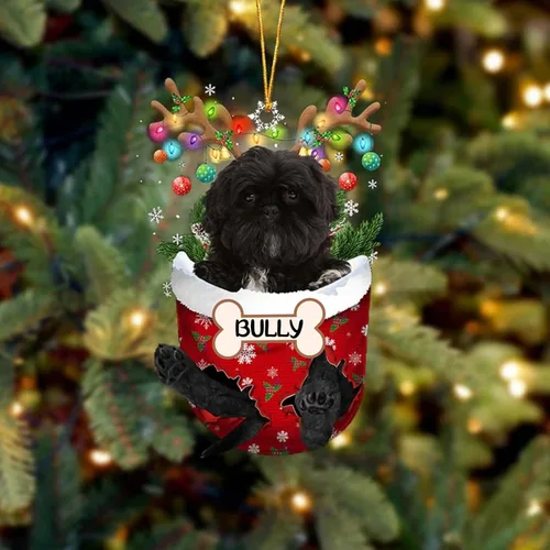 Vista 222 de IZI POD Affenpinscher Adorno de Navidad personalizado para perro, adorno de bolsillo de nieve para perro para árbol de Navidad, adorno acrílico