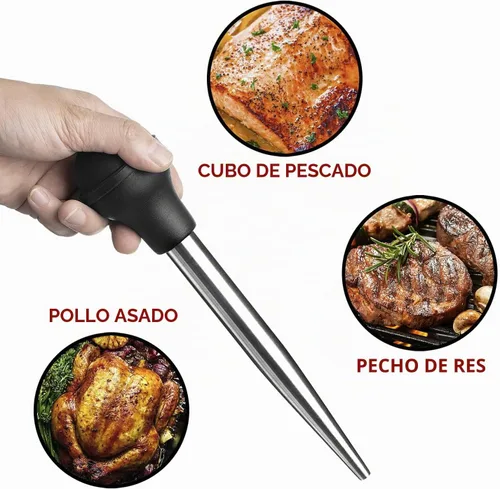 Vista 4 de JY COOKMENT Jeringa de acero inoxidable para pavo Baster Baster Jeringa para cocinar Inyector de carne con 2 agujas de marinada, 1 cepillo de Acero