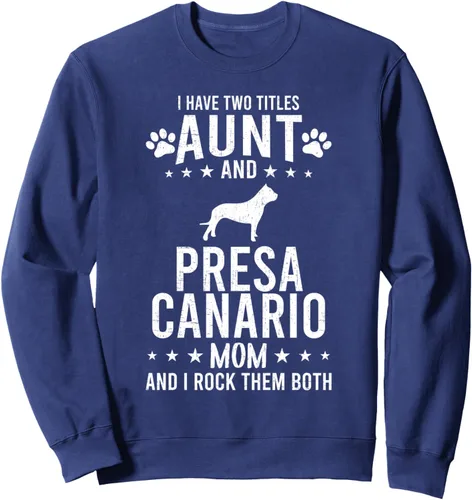 Vista 6 de Sudadera con texto en inglés "I Have Two Titles Aunt And Presa Canario Dog Mom", Negro