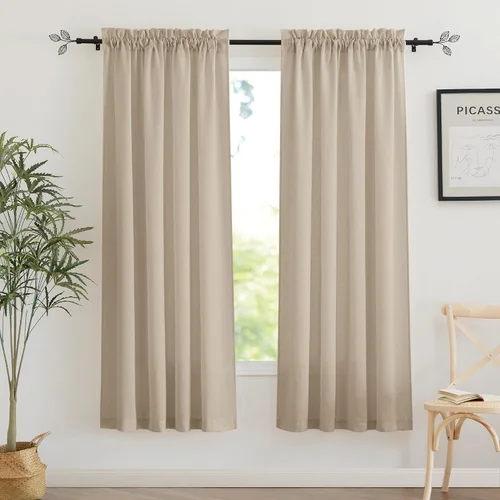 Vista 35 de RYB HOME - Cortinas de lino texturizado semitranslúcidas, privacidad media, filtro de luz, decoración de ventana para dormitorio/baño/sala de estar