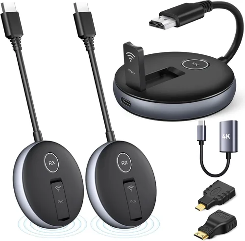 Vista 11 de Transmisor y receptor HDMI inalámbrico: kit extensor Plug and Play, multiTV (1TX hasta 4RX), 50M/165FT @60Hz 5.8G/2.4G- Transmite video desde