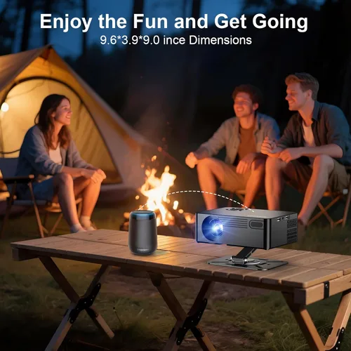 Vista 6 de Proyector para exteriores con WiFi y Bluetooth, brillo 3000, proyector inteligente portátil con aplicaciones oficiales con licencia y enfoque