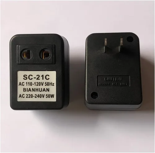 Vista 7 de Acxico 1 unids 110 V a 220 V convertidor de corriente adaptador transformador de voltaje adaptador 50 W PC material SC-21C