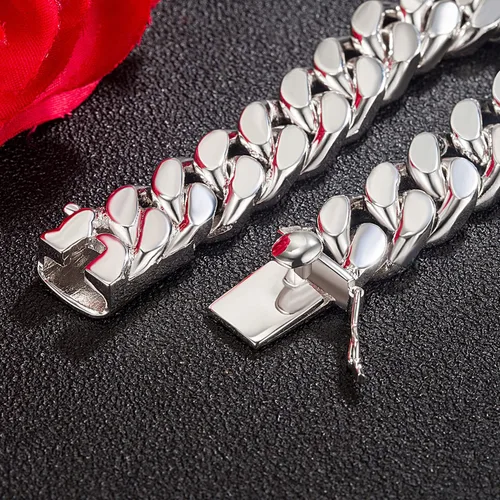Vista 5 de Plata de ley 925 italiana hecha a mano Pulsera clásica de cadena cubana de Miami de 025-05 pulgadas para hombres joyería fina de fiesta pulsera