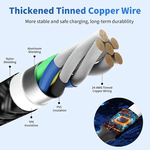 Vista 7 de Travel Essentials - Cable de carga múltiple [2 unidades de 5 pies], accesorios de automóvil, cables de carga 4 en 1, cable USB, cargador de teléfono
