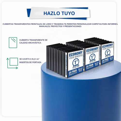 Vista 2 de Samsill (MP248530) - Carpeta de 3 anillos redondos de 1 pulgada, fabricada en los EE. UU., con cubierta transparente personalizable para insertos