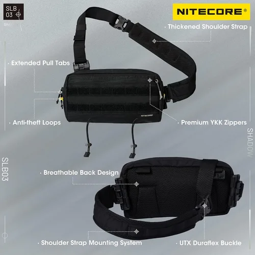 Vista 5 de Nitecore SLB03 - Bolso cruzado convertible para el hombro, bolsa de pecho, paquete de cintura para hombres y mujeres parche, Negro