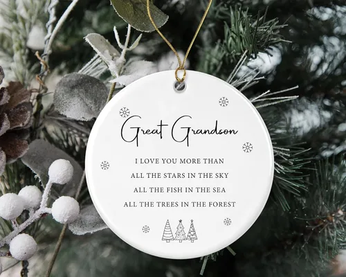 Vista 2 de Adorno de Navidad para bisnieto, We Love You More Than All The Stars in the Sky, All The Fish in the Sea, All The Trees in the Forest, adorno