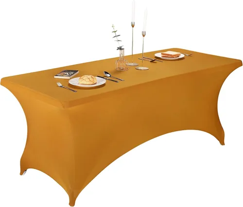 Vista 27 de LZY Cubierta de Mesa Elástica Ajustable de Spandex para Mesa Plegable de 6 pies, 4 pies o 8 pies, Mantel de Cóctel Rectangular, Perfecto para Champn