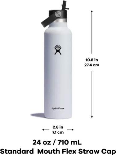 Vista 7 de Hydro Flask - Botella de agua de boca estándar con tapa de popote flexible de 24 onzas, Agave