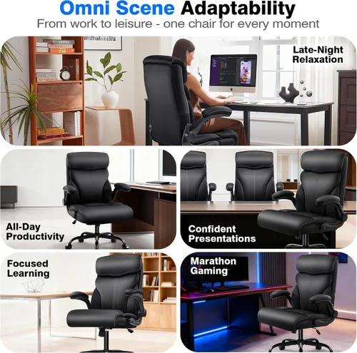 Vista 9 de AreShark Silla de oficina – Silla ejecutiva de escritorio cómoda transpirable con respaldo alto y soporte lumbar, silla ergonómica de cuero