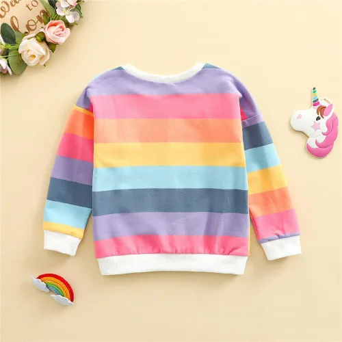 Vista 5 de LitBud Sudaderas para niñas pequeñas, ropa de unicornio con cuello redondo, suéter de manga larga para niñas de 1 a 7 años