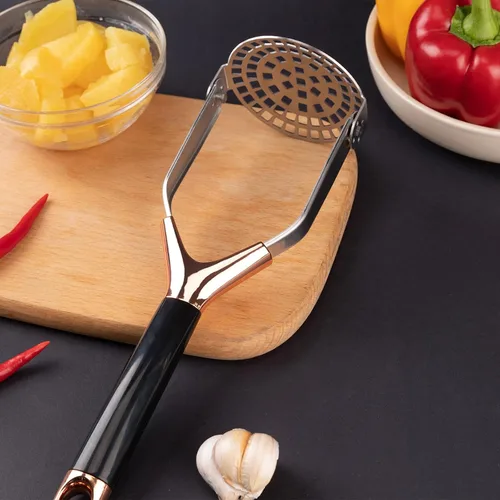 Vista 7 de Triturador de papas, plegable de acero inoxidable, antiadherente, antideslizante, mango de 12 pulgadas de largo, ahorra espacio, herramienta