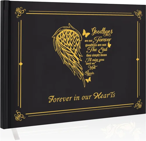 Vista 11 de SOITIS Libro de invitados funeral para servicio conmemorativo Celebración de la vida, libro de memoria con decoración, tapa dura, recuerdos