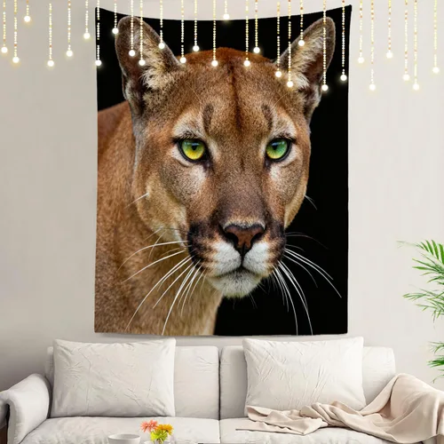 Vista 36 de Shrahala Brown Golden Tapestry, Lion Wall Hanging Hd Print Polyester Backdrop For Dorm Room Bedroom 30 X 40 In