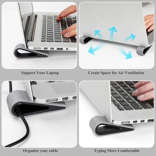 Vista 2 de SUPBEE Soporte universal para teclado de computadora portátil/computadora, [4 unidades] Soporte elevador de cuña inclinable de goma para escritorio