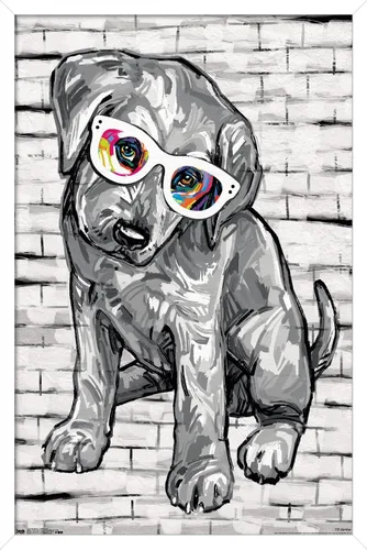 Vista 13 de Trends International PD Moreno - Póster de pared con gafas para perro, 14.725 x 22.375 pulgadas, versión enmarcada de madera de granero